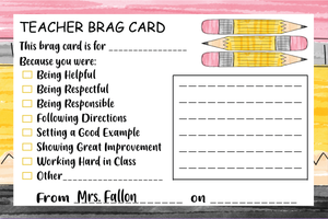 Teacher Brag Card Notepad Edition - Pencil Style