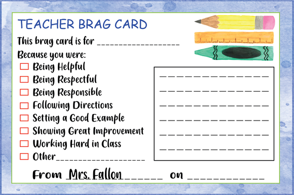 Teacher Brag Card Digital Edition